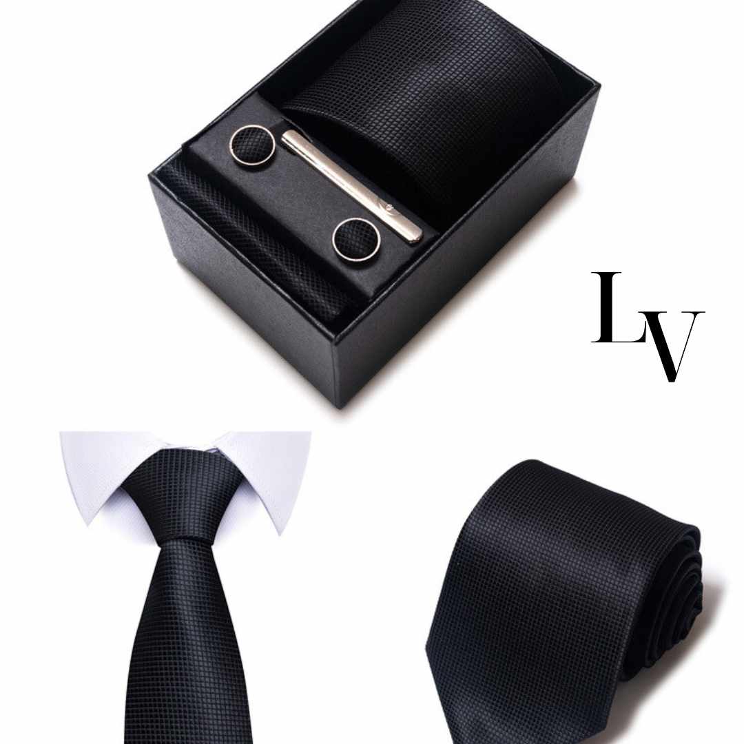 Elegantes Herren-Set: Krawatte, Manschettenknöpfe & Einstecktuch