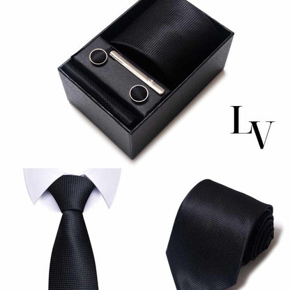 Elegantes Herren-Set: Krawatte, Manschettenknöpfe & Einstecktuch
