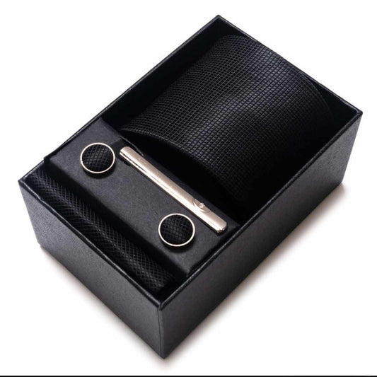 Elegantes Herren-Set: Krawatte, Manschettenknöpfe & Einstecktuch
