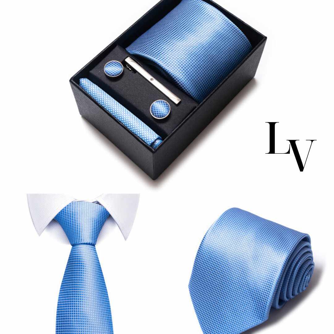 Elegantes Herren-Set: Seidenkrawatte, Manschettenknöpfe & Tuch