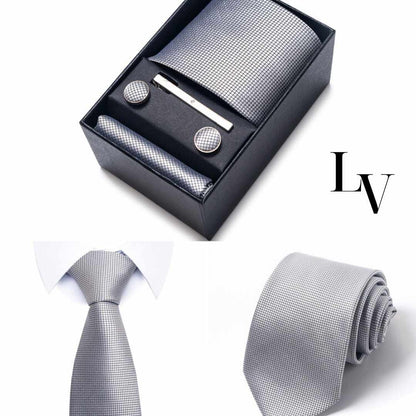 Elegantes Herren-Set mit Krawatte, Manschettenknöpfen & Einstecktuch