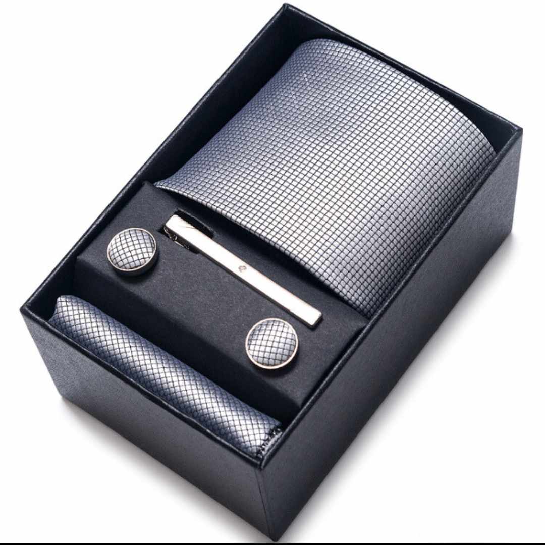 Elegantes Herren-Set mit Krawatte, Manschettenknöpfen & Einstecktuch